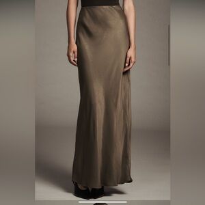 Anthropology Tilda Satin Skirt - Holly Green - XL